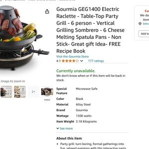 New w/o box Gourmia Raclette